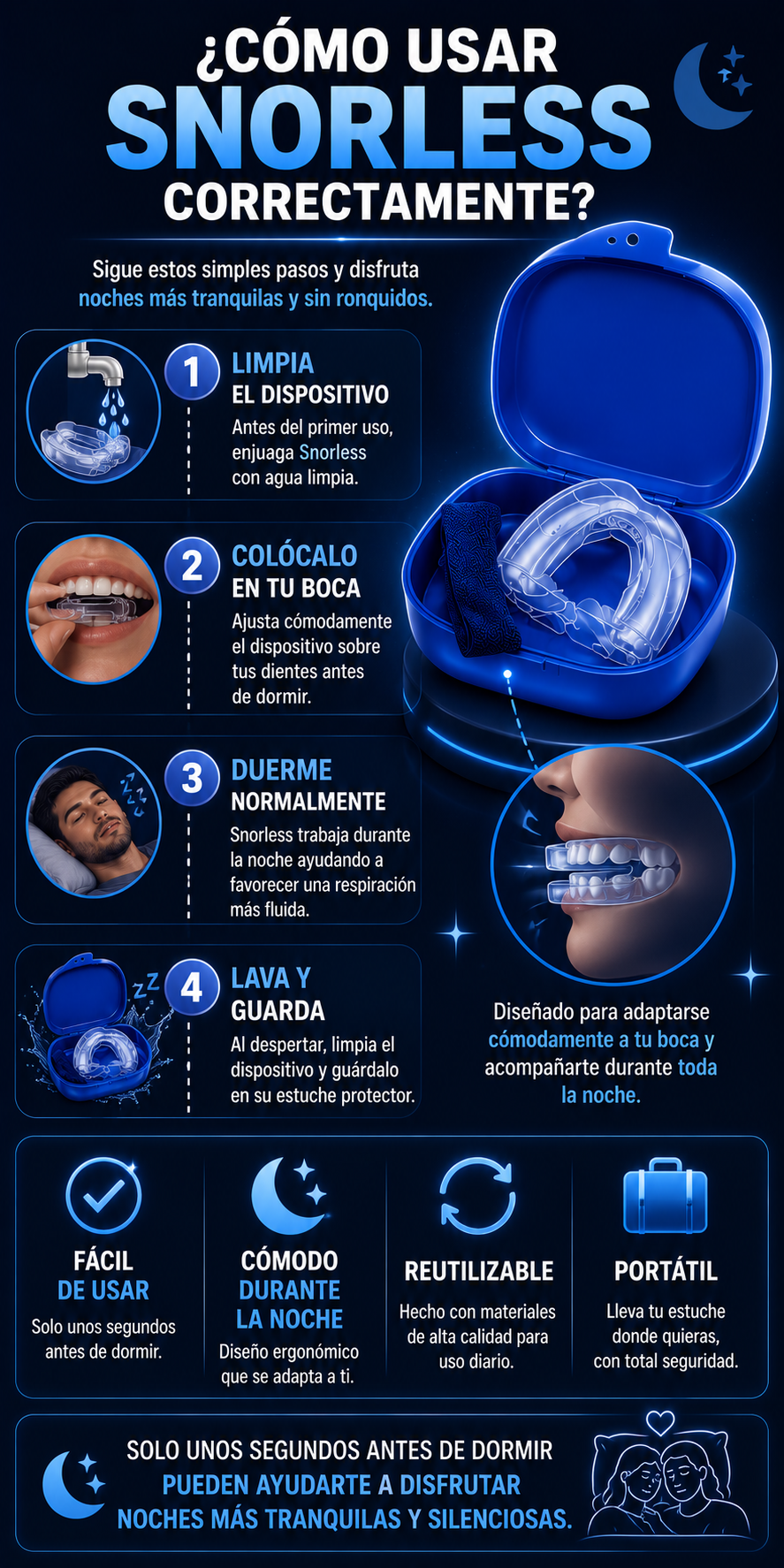 Protector Bucal Antironquido SNORLESS